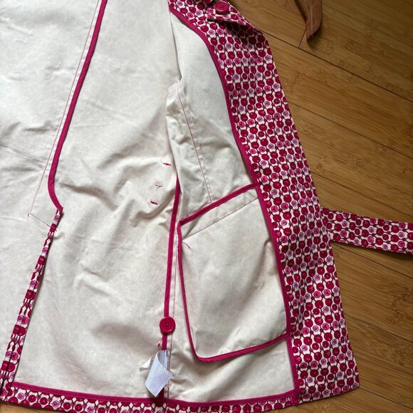 Gap Tulip Print Button Front Coat With Self Belt Red Pink Size XS - Picture 6 of 8